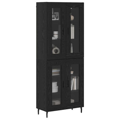 vidaXL Highboard 2 pcs Black Oak Engineered Wood and Glass