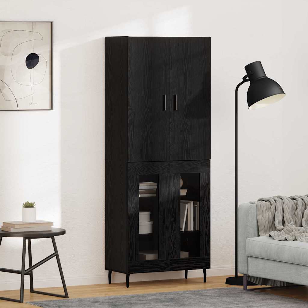 vidaXL Highboard 2 pcs Artisan Oak Engineered Wood and Glass