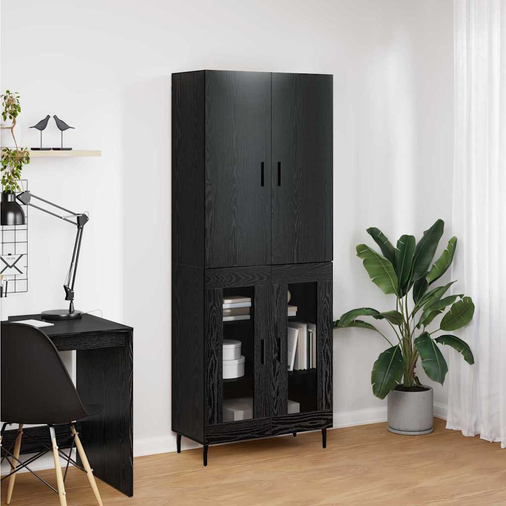 vidaXL Highboard 2 pcs Artisan Oak Engineered Wood and Glass