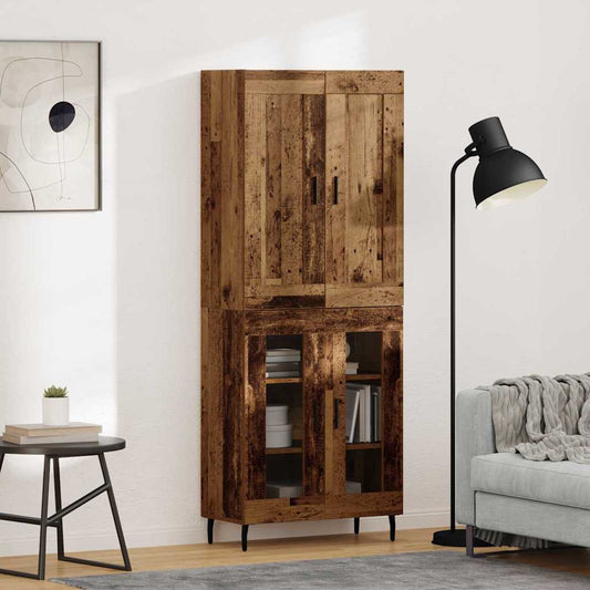 vidaXL Highboard 2 pcs Old Wood Engineered Wood