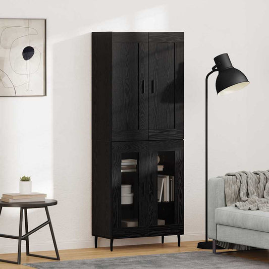 vidaXL Highboard 2 pcs Black Oak Engineered Wood