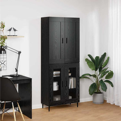 vidaXL Highboard 2 pcs Black Oak Engineered Wood