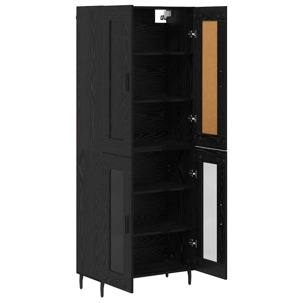 vidaXL Highboard 2 pcs Black Oak Engineered Wood