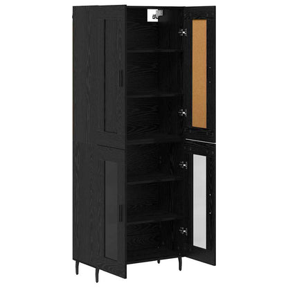 vidaXL Highboard 2 pcs Black Oak Engineered Wood