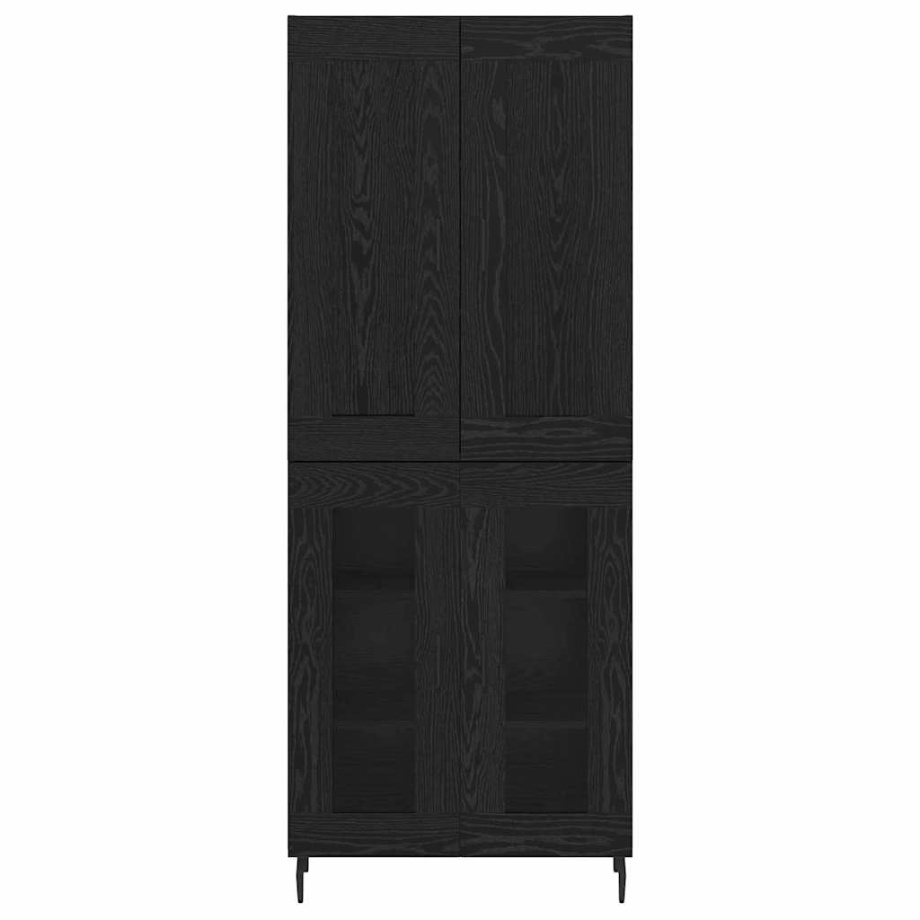 vidaXL Highboard 2 pcs Black Oak Engineered Wood
