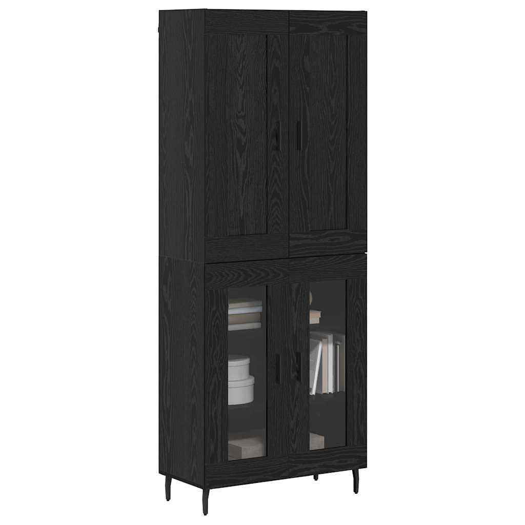 vidaXL Highboard 2 pcs Black Oak Engineered Wood