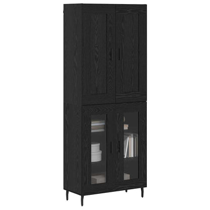 vidaXL Highboard 2 pcs Black Oak Engineered Wood