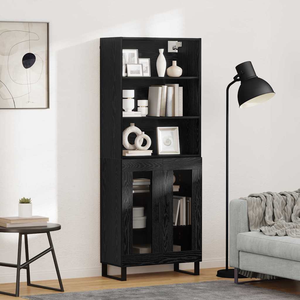 vidaXL Highboard 2 pcs Black Oak Engineered Wood