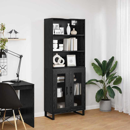 vidaXL Highboard 2 pcs Black Oak Engineered Wood