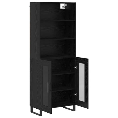 vidaXL Highboard 2 pcs Black Oak Engineered Wood