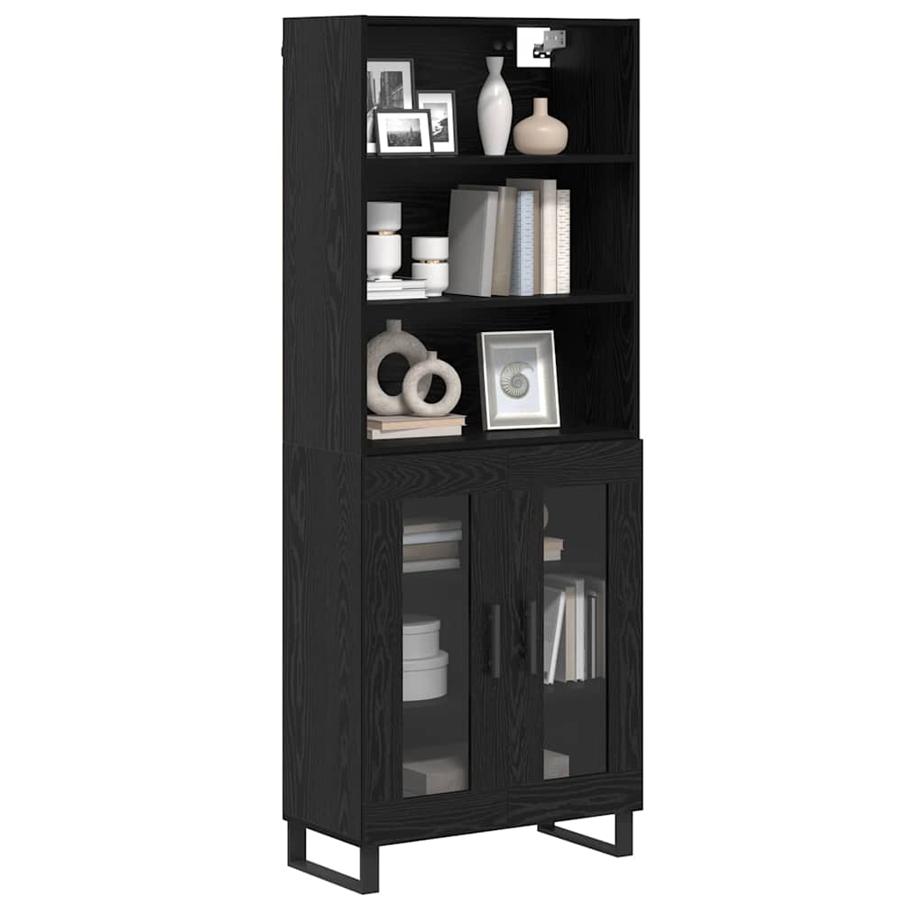 vidaXL Highboard 2 pcs Black Oak Engineered Wood