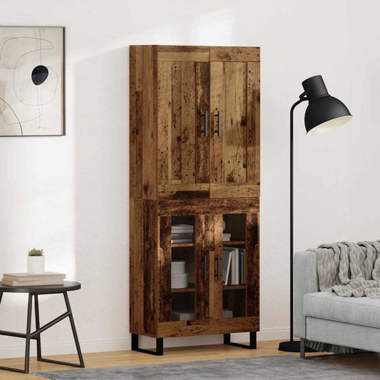 vidaXL Highboard Old Wood 69.5 x 34 x 180 cm Engineered Wood