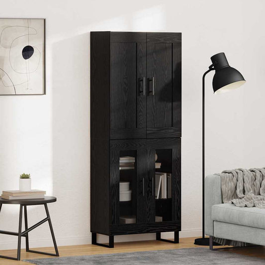 vidaXL Highboard Black Oak 69.5 x 34 x 180 cm Engineered Wood