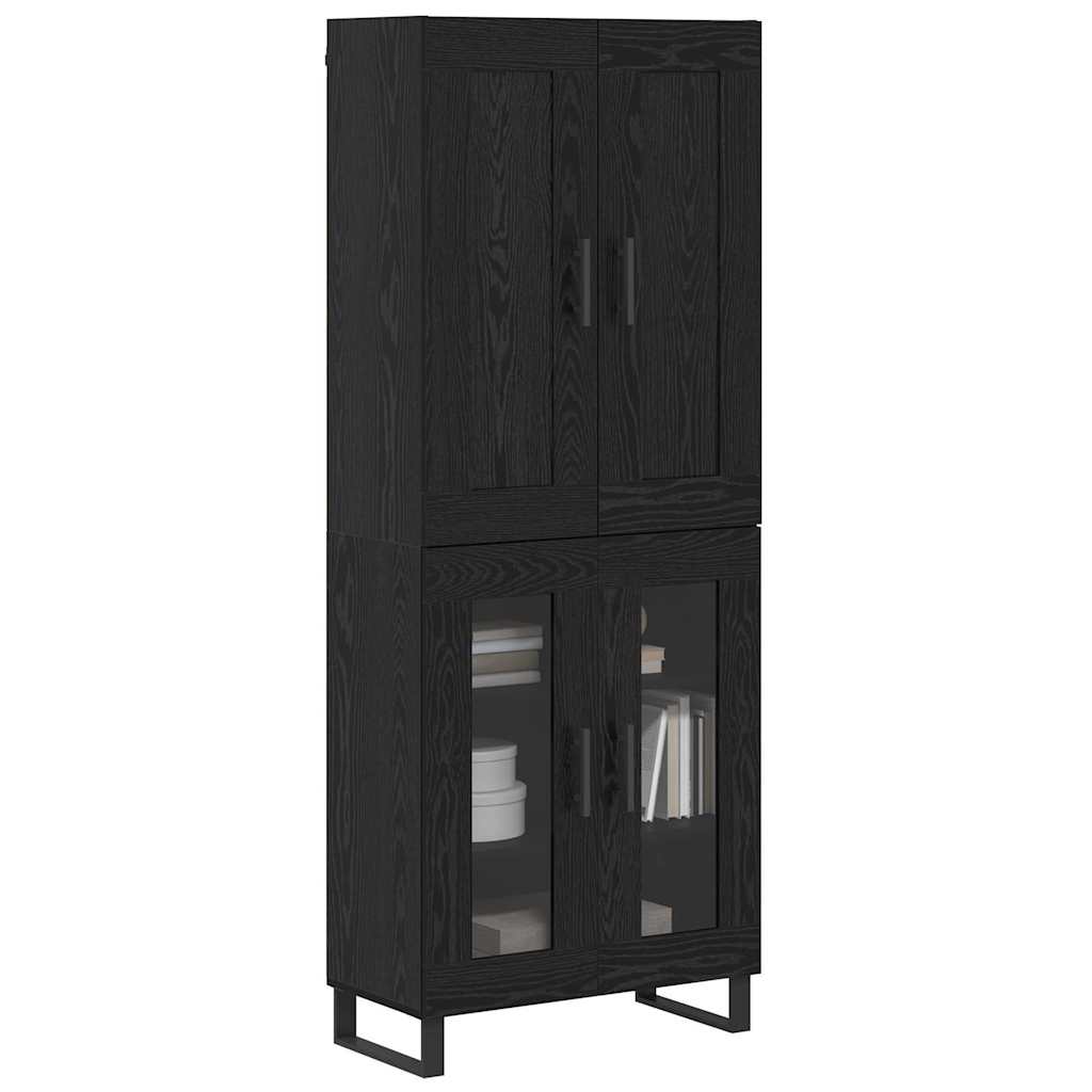 vidaXL Highboard Black Oak 69.5 x 34 x 180 cm Engineered Wood