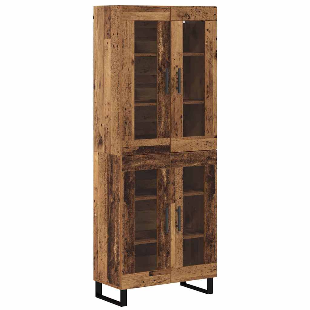 vidaXL Highboard 2 pcs Old Wood Engineered Wood and Glass