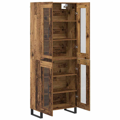 vidaXL Highboard 2 pcs Old Wood Engineered Wood and Glass