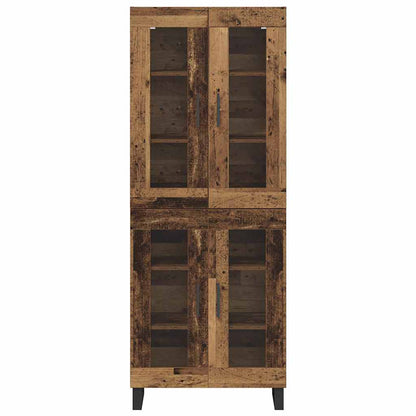 vidaXL Highboard 2 pcs Old Wood Engineered Wood and Glass