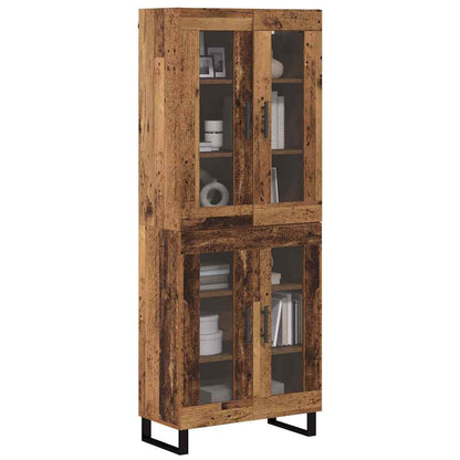 vidaXL Highboard 2 pcs Old Wood Engineered Wood and Glass