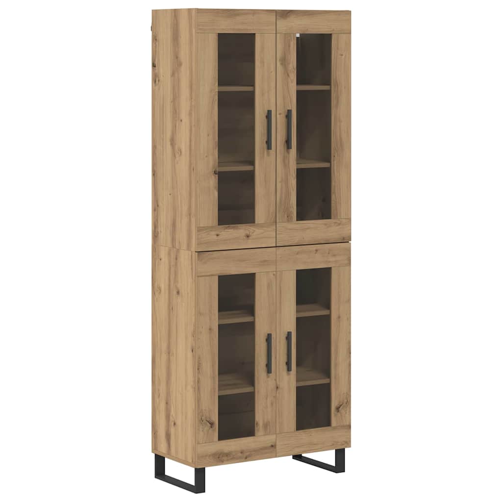 vidaXL Highboard 2 pcs Artisan Oak Engineered Wood and Glass