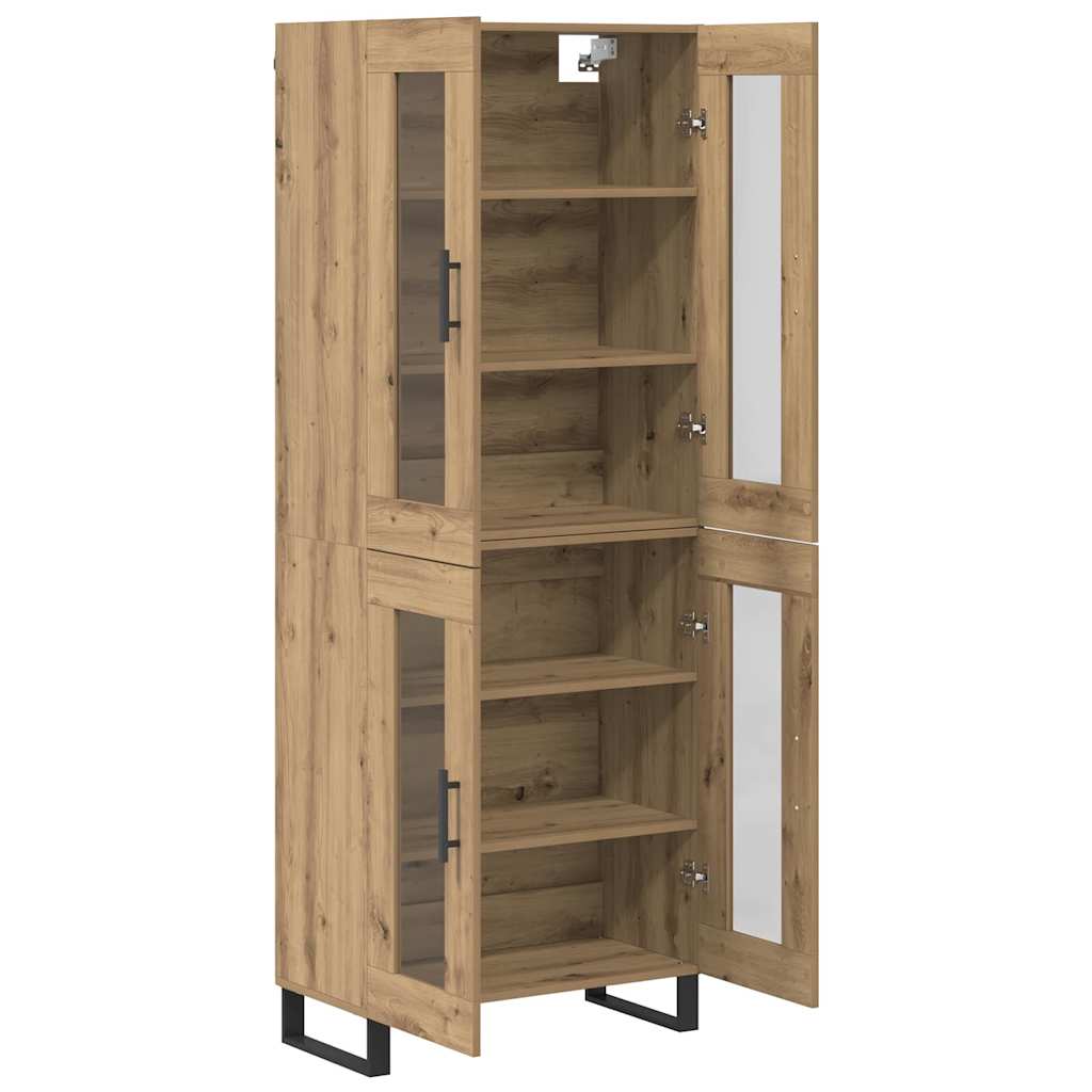 vidaXL Highboard 2 pcs Artisan Oak Engineered Wood and Glass