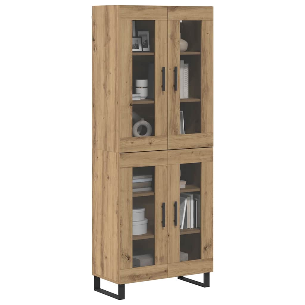 vidaXL Highboard 2 pcs Artisan Oak Engineered Wood and Glass