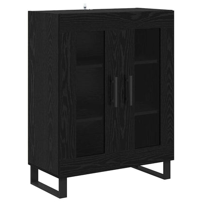 vidaXL Highboard 2 pcs Black Oak Engineered Wood and Glass