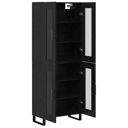 vidaXL Highboard 2 pcs Black Oak Engineered Wood and Glass