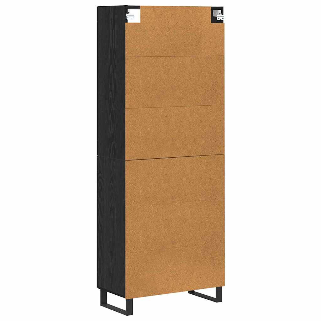 vidaXL Highboard 2 pcs Black Oak Engineered Wood and Glass