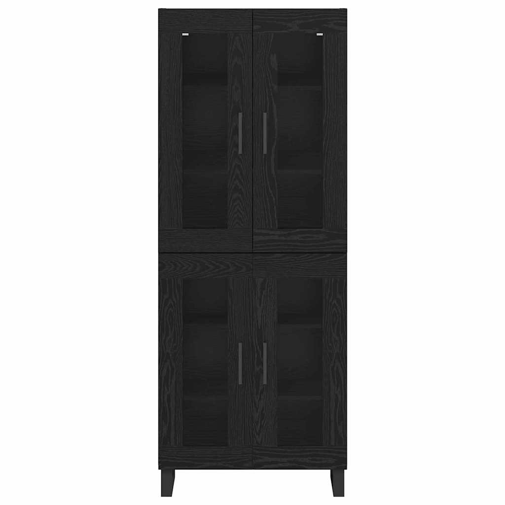 vidaXL Highboard 2 pcs Black Oak Engineered Wood and Glass