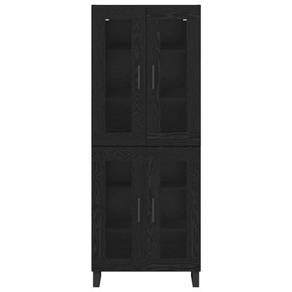vidaXL Highboard 2 pcs Black Oak Engineered Wood and Glass