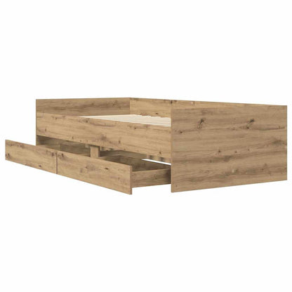 vidaXL Bed Frame with Drawer Artisan Oak 100 x 200 cm Solid Pine Wood