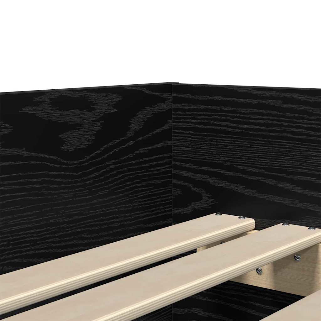 vidaXL Bed Frame with Drawer Black Oak 100 x 200 cm Solid Pine Wood