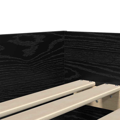 vidaXL Bed Frame with Drawer Black Oak 100 x 200 cm Solid Pine Wood