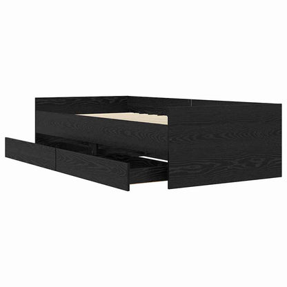 vidaXL Bed Frame with Drawer Black Oak 100 x 200 cm Solid Pine Wood