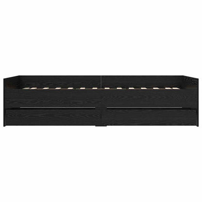 vidaXL Bed Frame with Drawer Black Oak 100 x 200 cm Solid Pine Wood