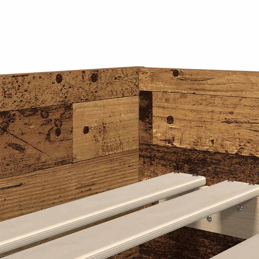 vidaXL Bed Frame with Drawer Old Wood 90 x 200 cm Solid Pine Wood