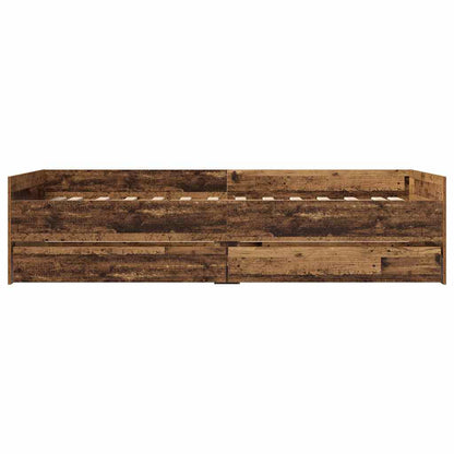 vidaXL Bed Frame with Drawer Old Wood 90 x 200 cm Solid Pine Wood