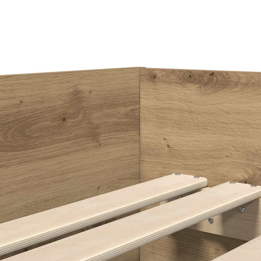 vidaXL Bed Frame with Drawer Artisan Oak 90 x 200 cm Solid Pine Wood