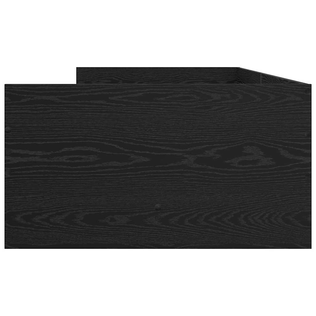 vidaXL Bed Frame with Drawer Black Oak 90 x 200 cm Solid Pine Wood
