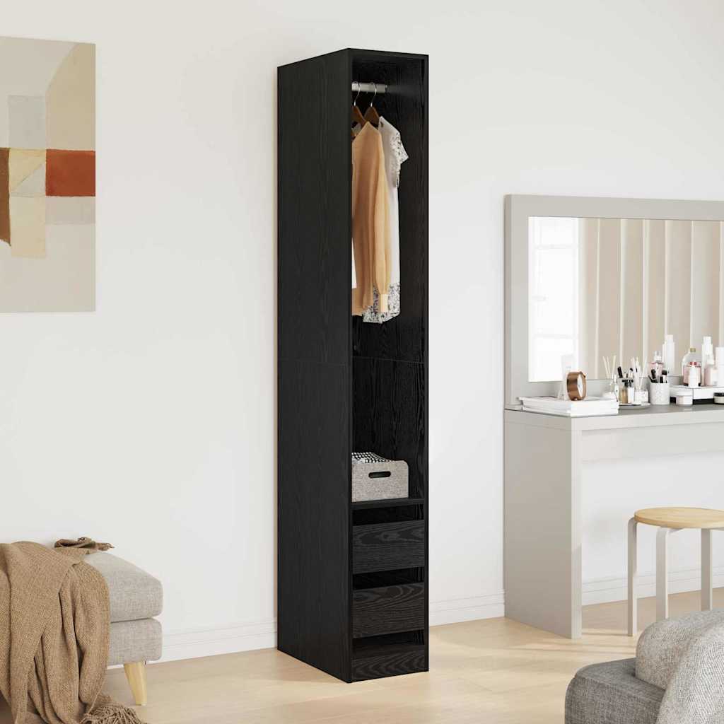 vidaXL Wardrobe Black Oak 30 x 50 x 200 cm Engineered Wood