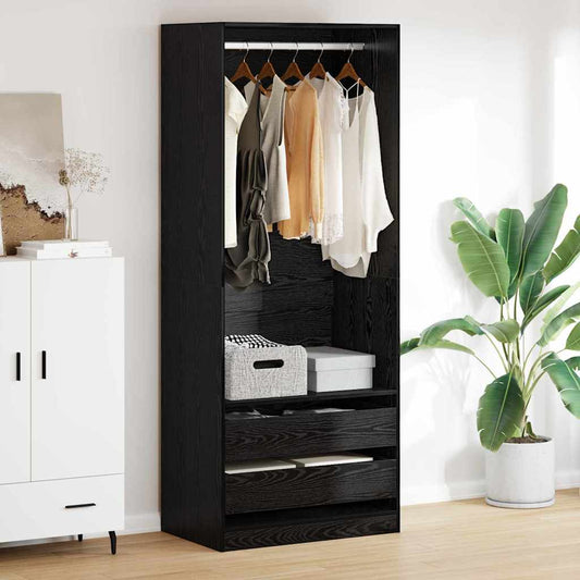 vidaXL Wardrobe Black Oak 80 x 50 x 200 cm Engineered Wood