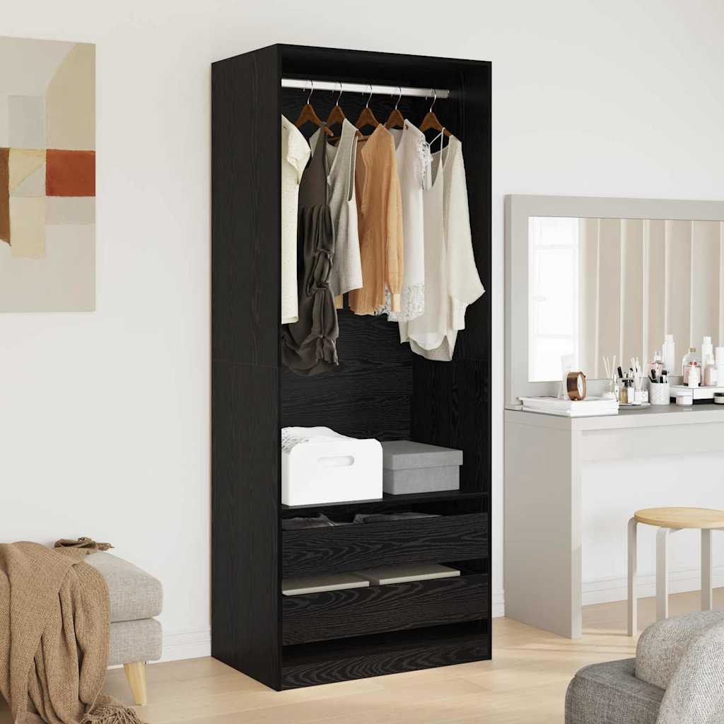 vidaXL Wardrobe Black Oak 80 x 50 x 200 cm Engineered Wood