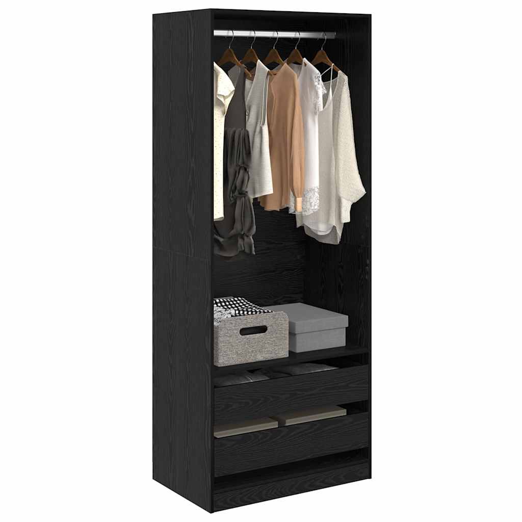 vidaXL Wardrobe Black Oak 80 x 50 x 200 cm Engineered Wood