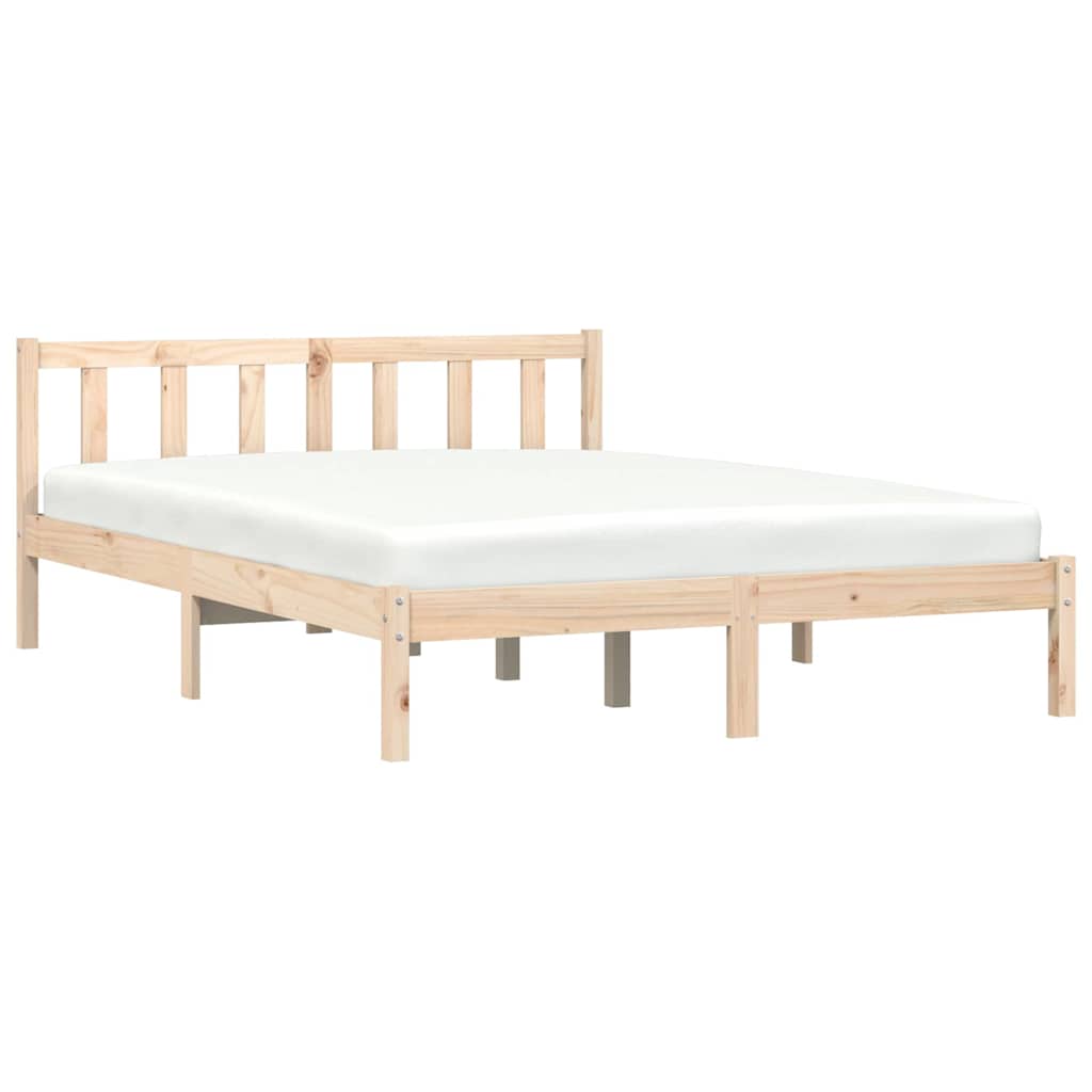 vidaXL Bed Frame Natural 152 x 203 cm Solid Pine Wood