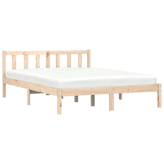 vidaXL Bed Frame Natural 152 x 203 cm Solid Pine Wood