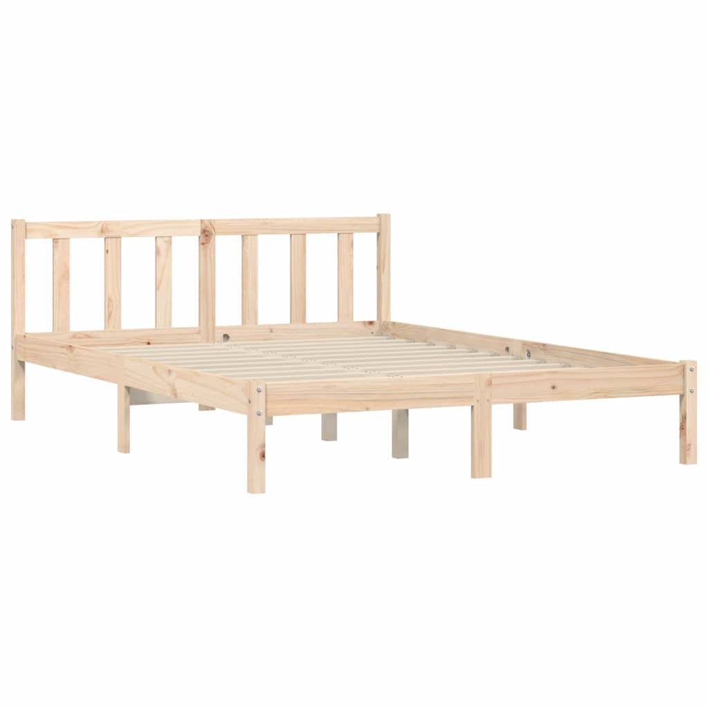vidaXL Bed Frame Natural 152 x 203 cm Solid Pine Wood