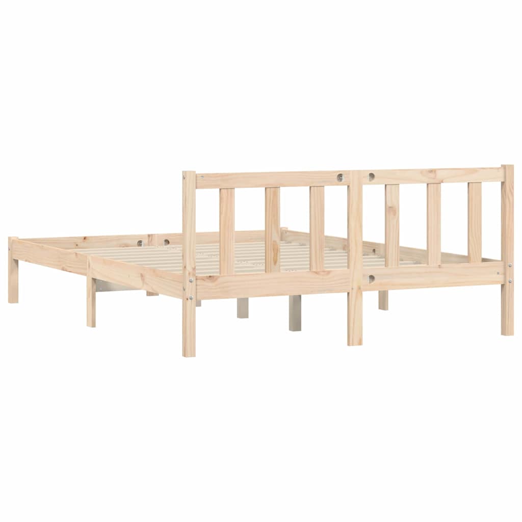 vidaXL Bed Frame Natural 152 x 203 cm Solid Pine Wood