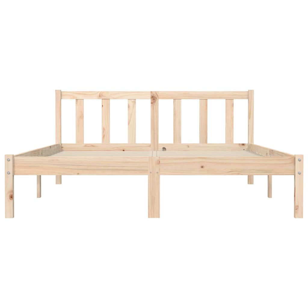 vidaXL Bed Frame Natural 152 x 203 cm Solid Pine Wood