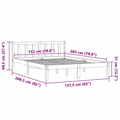 vidaXL Bed Frame Natural 152 x 203 cm Solid Pine Wood