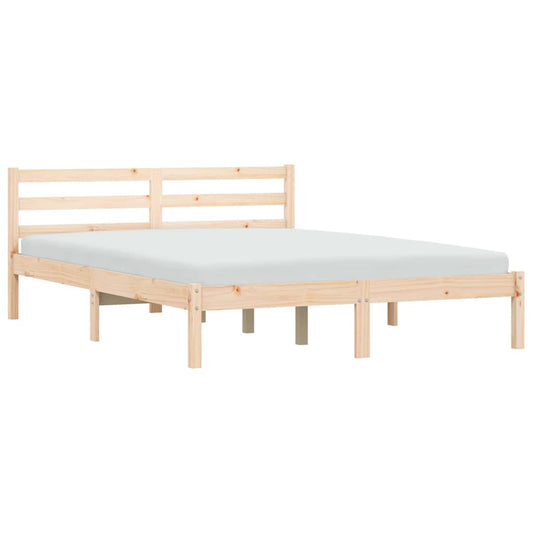 vidaXL Bed Frame Natural 208.5 x 157.5 x 69.5 cm Solid Pine Wood